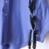 "LACE-UP" RalphLauren sax blue × black frill lace-up shirt