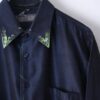 "PAINT" glossy navy body green × silver paint shirt