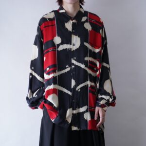 oversized drape fabric psychedelic pattern shirt