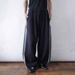 oversized black × gray side line wide sweat pants