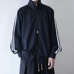 black × white double zip track jacket