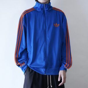 【adidas】turquoise blue × orange trefoil logo track jacket