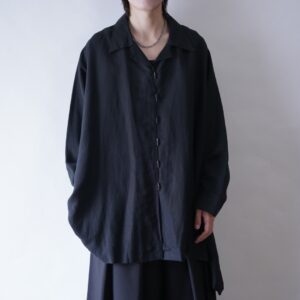 monster wide silhouette black linen shirt