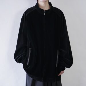 oversized glossy black velours track jacket