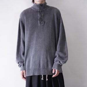 chemical gray cotton × ramie y2k half zip knit