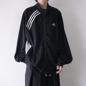 【adidas】oversized black × white asymmetry track jacket