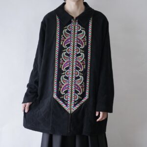 【BOB MACKIE】oversized embroidery design fake suede quilting jacket