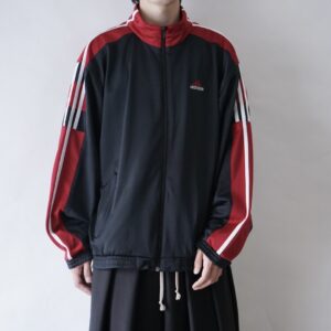 【adidas】black × glossy red switching back logo embroidery track jacket