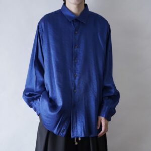 glossy deep blue drape terotero shirt