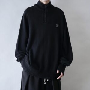 【RalphLauren】oversized monotone half zip cotton knit