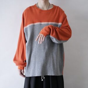 oversized orange × gray y2k rib knit