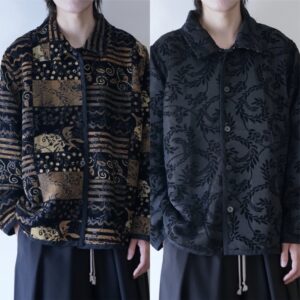 leaf embroidery & chenille pattern reversible gobelin jacket