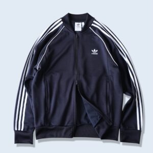 【adidas】black × white double zip track jacket