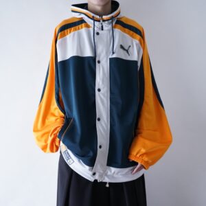 【puma】oversized orange × green hooded track jacket