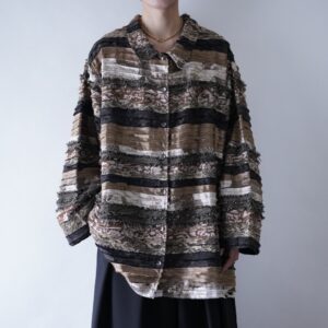 oversized multi fabric tsugihagi design wide jacket