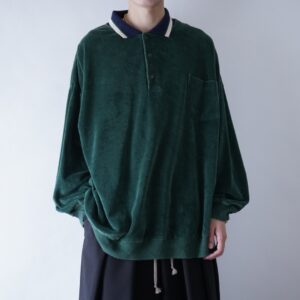 oversized glossy green velours pullover