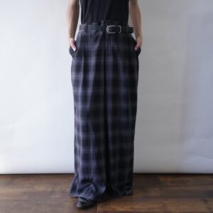 monotone gray check pattern super wide slacks