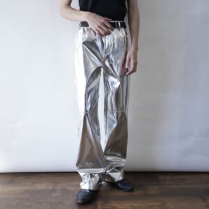 shiny silver PVC mirror pants