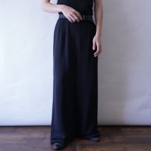 black drape fabric maxi wide pants