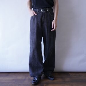 fade black wide baggy denim pants