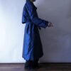 oversized glossy deep blue color trench design coat