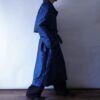 oversized glossy deep blue color trench design coat