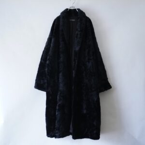 【DONNY BROOK】mode black fur long haori coat