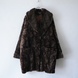 glossy brown switching fur coat