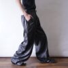 glossy fake leather wide cargo pants