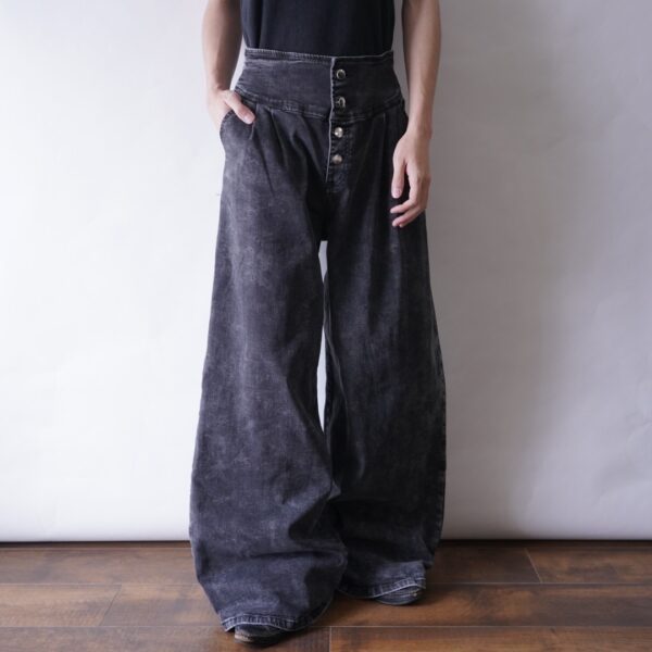 Y2K fade black baggy wide denim pants