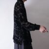 black velours × black see-through pattern shirt