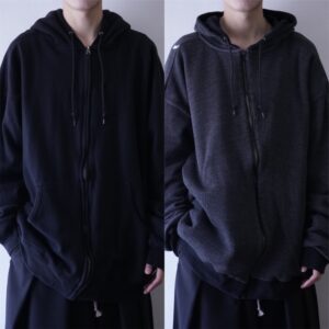 oversized black × gray thermal lining zip parka