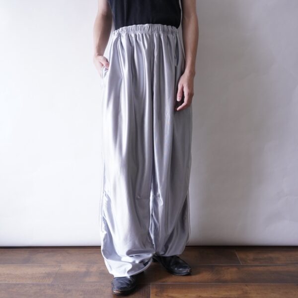 glossy silver wide maxi track pants