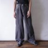 【FUBU】embroidery & gimmick wide baggy black denim pants