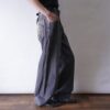 【FUBU】embroidery & gimmick wide baggy black denim pants