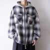 monotone shadow check puff hoodie jacket