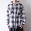 monotone shadow check puff hoodie jacket