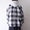 monotone shadow check puff hoodie jacket