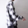 monotone shadow check puff hoodie jacket