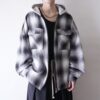 monotone shadow check puff hoodie jacket