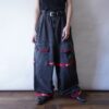 【MARITHE FRANCOIS GIRBAUD】red velcro × black denim wide baggy shuttle pants