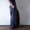 【MARITHE FRANCOIS GIRBAUD】red velcro × black denim wide baggy shuttle pants