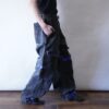 【MARITHE FRANCOIS GIRBAUD】blue velcro × black denim wide baggy shuttle pants