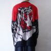 tiger design black × red lamé knit