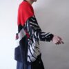 tiger design black × red lamé knit