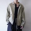 short length wool × cotton leather collar jacket