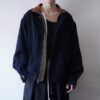 short length wool × cotton leather collar jacket