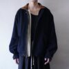 short length wool × cotton leather collar jacket