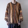 【TUNDRA】oversized brown black 3D cotton knit