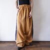 monster oversized fake suede side line mustard color wide sweat pants